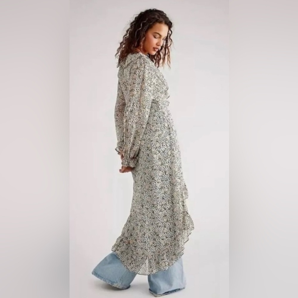 NWT Free People S Gigi Printed Maxi in Antique Combo New Floral Button Down $198 - Picture 7 of 10
